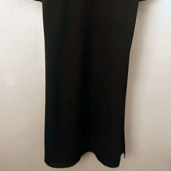 HALOGEN x NORDSTROM | Ruffle Cuff Midi Dress Rich Black Side Slit | Large - Picture 6 of 8